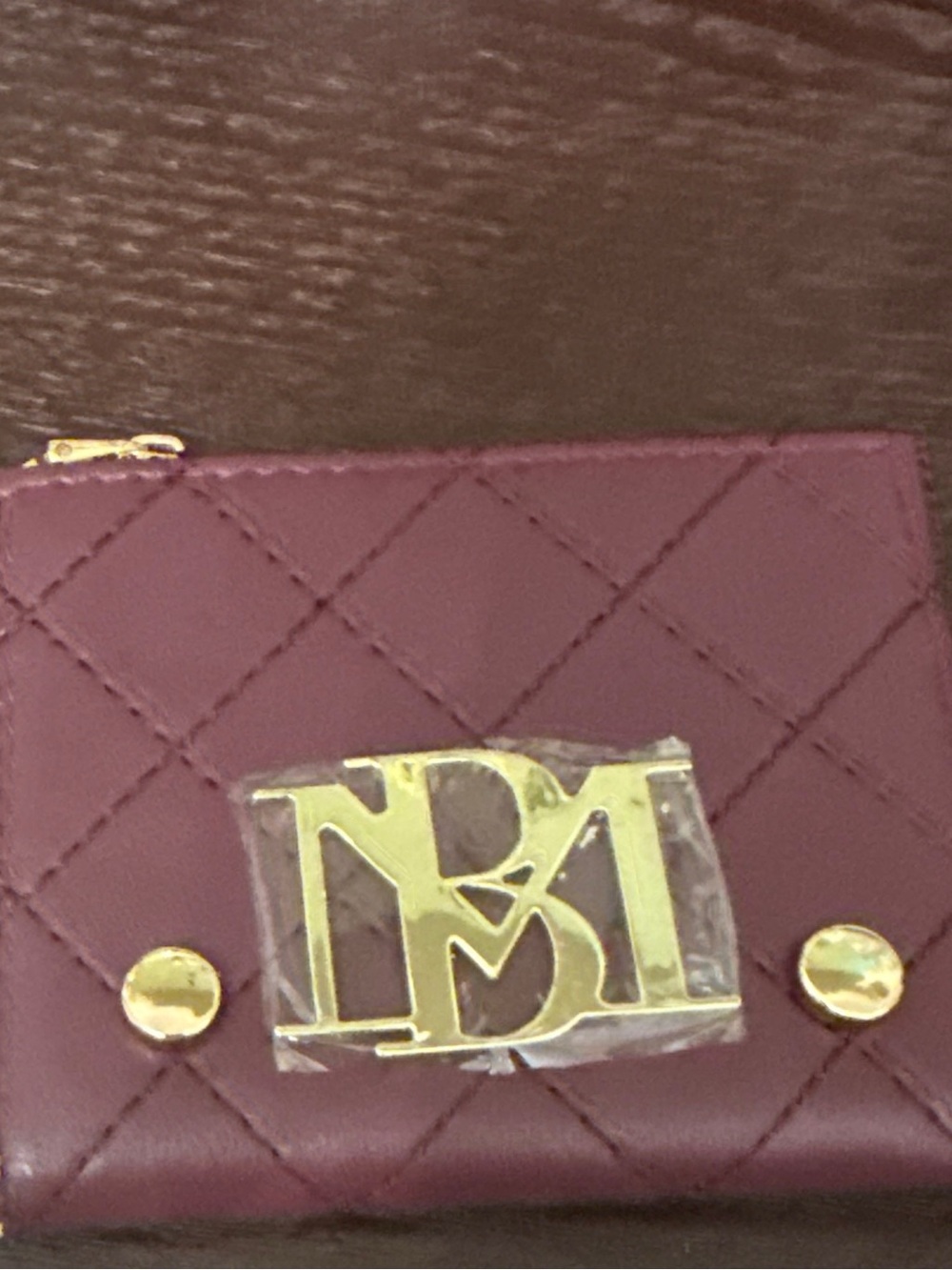 Badgley Mischka Plum Card Wallet with Zip NWT